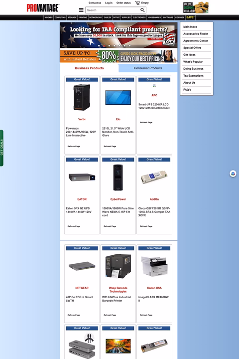 Provantage Homepage 1440px