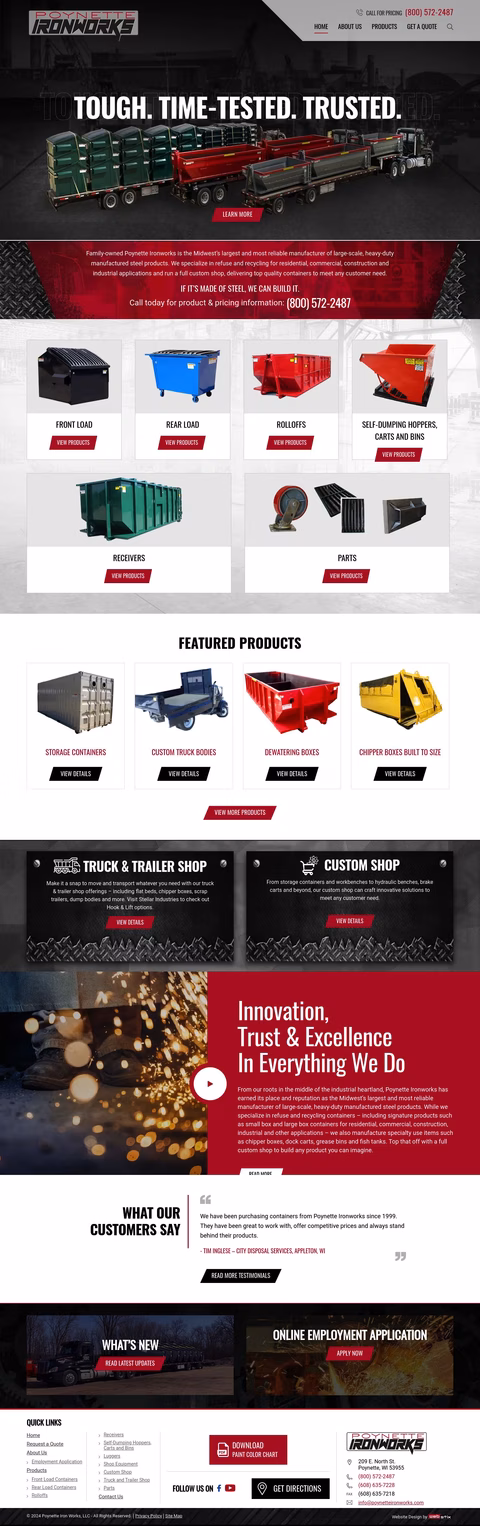 Poynette Iron Works Homepage 1440px