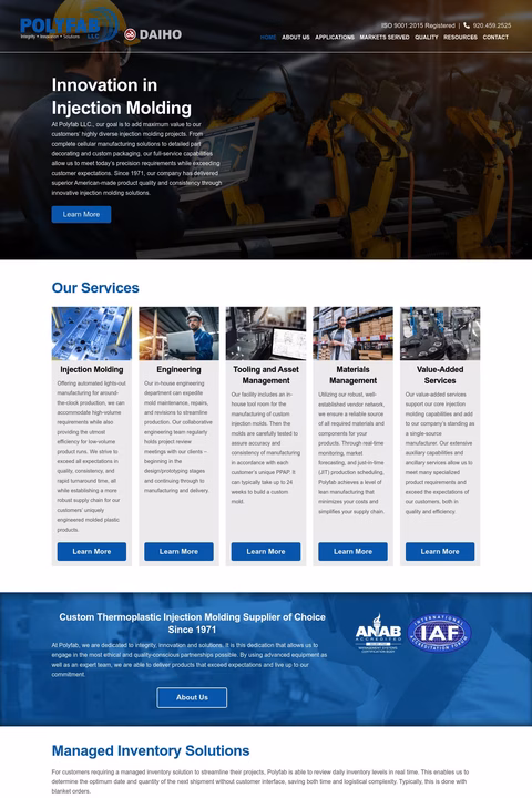 Polyfab Corp Homepage 1440px
