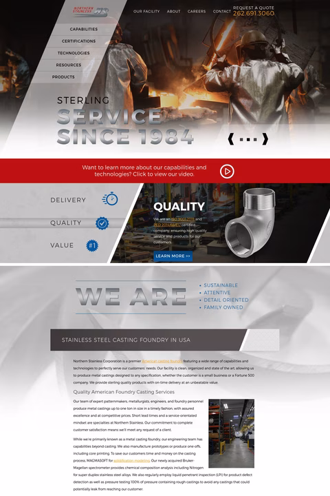 Northern Stainless Corporation Homepage 1440px