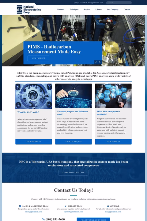 National Electrostatics Corp Homepage 1440px