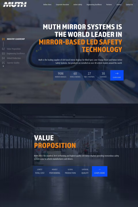 Muth Mirror Systems Homepage 1440px