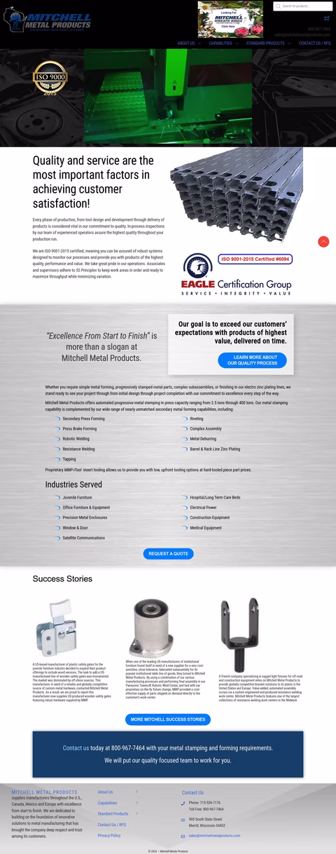 Mitchell Metal Products Homepage 1440px