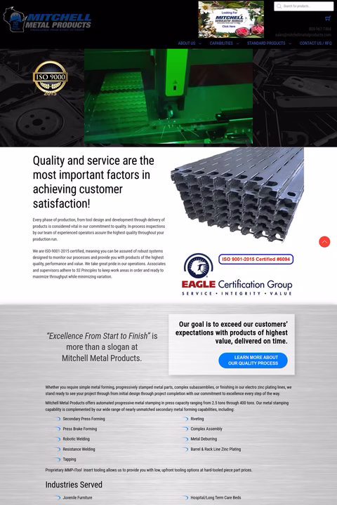 Mitchell Metal Products Homepage 1440px