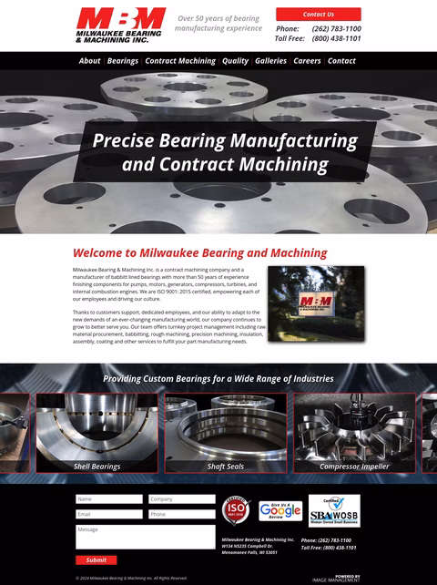 Milwaukee Bearing Machining Inc Homepage 1440px