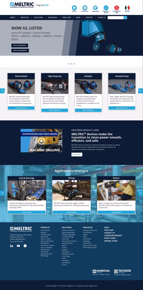 Meltric Corporation Homepage 1440px