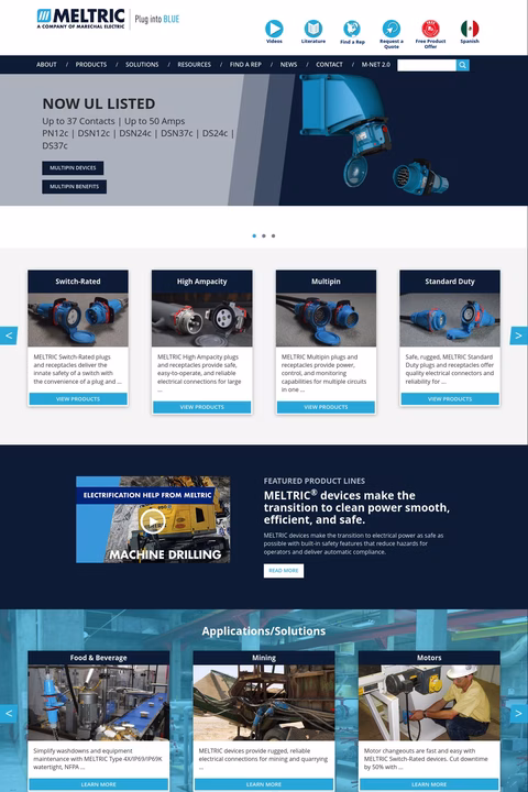 Meltric Corporation Homepage 1440px