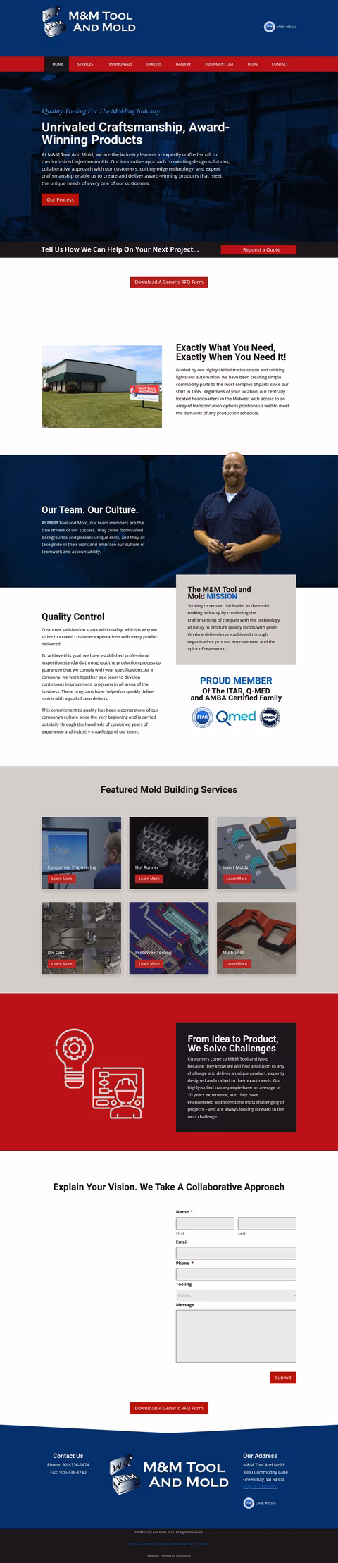 M M Tool And Mold Homepage 1440px