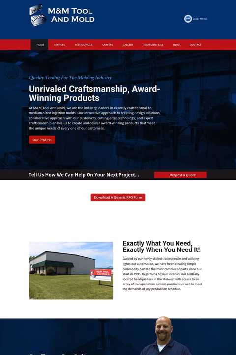 M M Tool And Mold Homepage 1440px