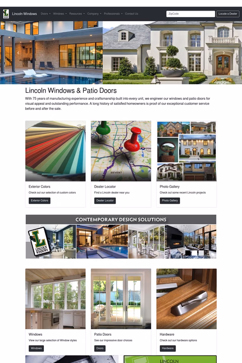 Lincoln Windows Homepage 1440px
