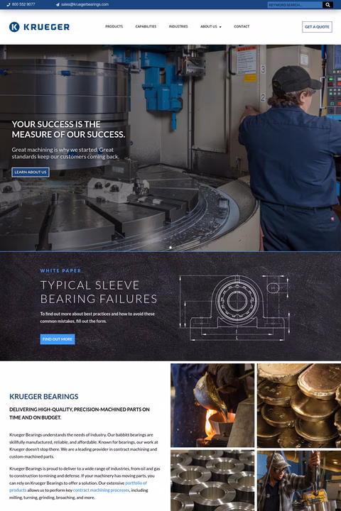 Krueger Bearings Homepage 1440px