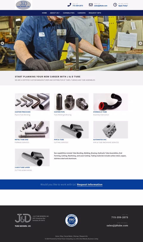 J D Tube Benders Inc Homepage 1440px