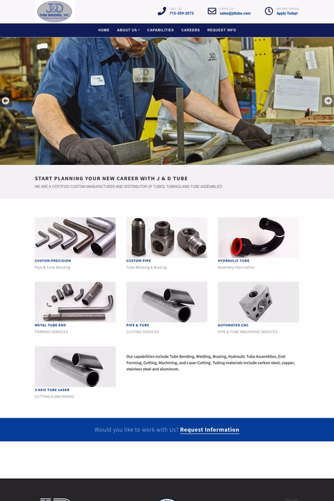 J D Tube Benders Inc Homepage 1440px