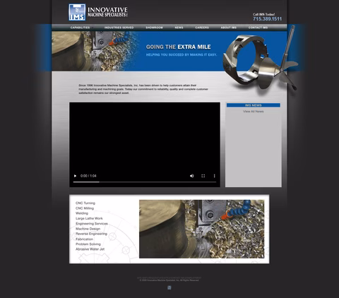 Innovative Machine Specialists Homepage 1440px