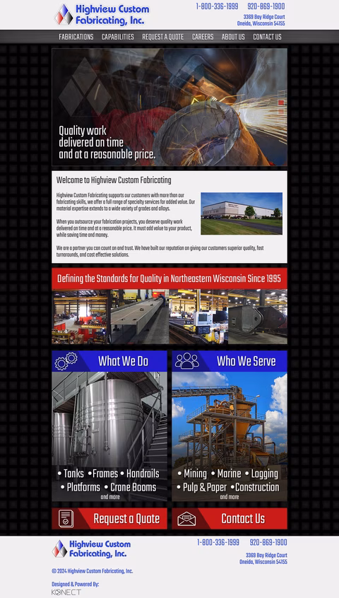Highview Custom Fabricating Homepage 1440px