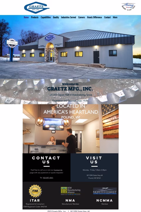 Graetz Manufacturing Homepage 1440px