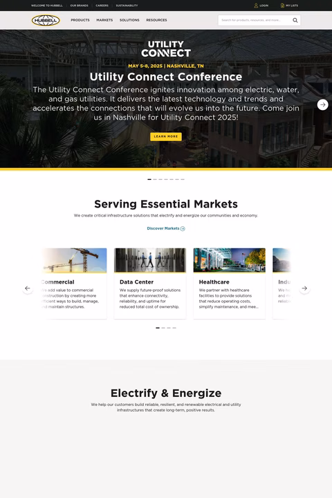 Hubbell Incorporated Homepage 1440px