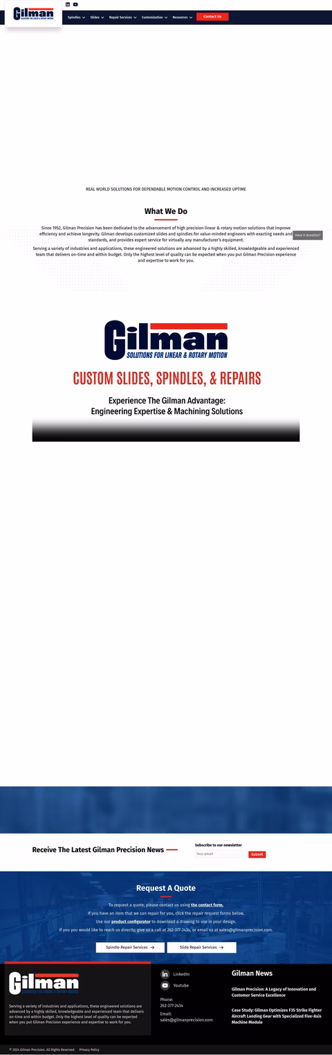 Gilman Precision Homepage 1440px
