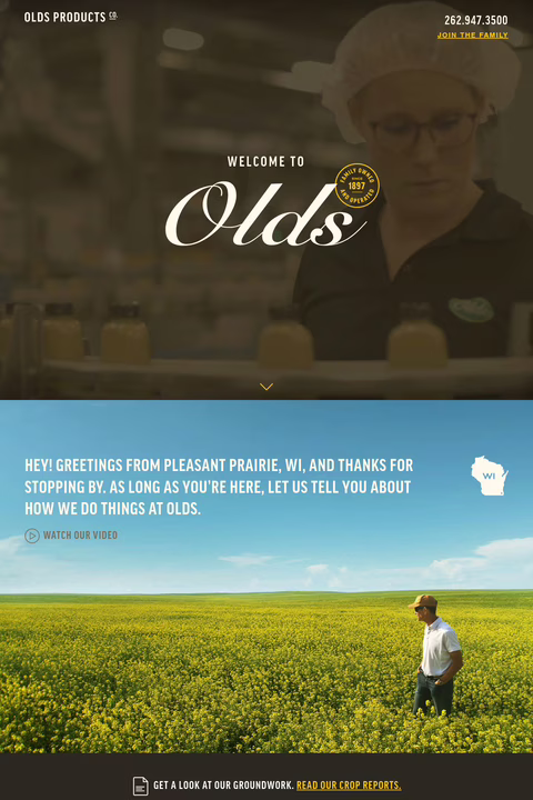 Olds Products Company Homepage 1440px