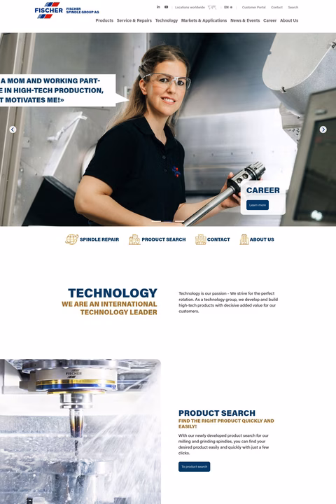 Fischer Spindle Group Homepage 1440px