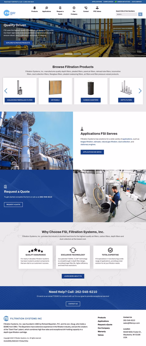 Filtration Systems Inc Homepage 1440px