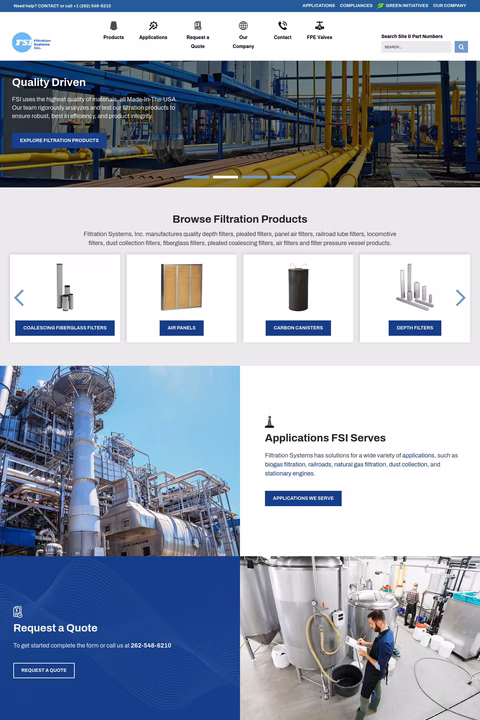 Filtration Systems Inc Homepage 1440px