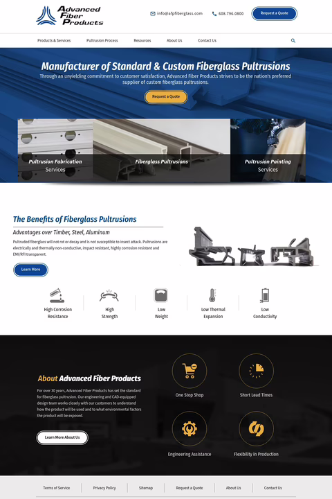 Advanced Fiber Products Homepage 1440px