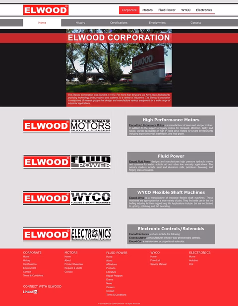Elwood Corporation Homepage 1440px