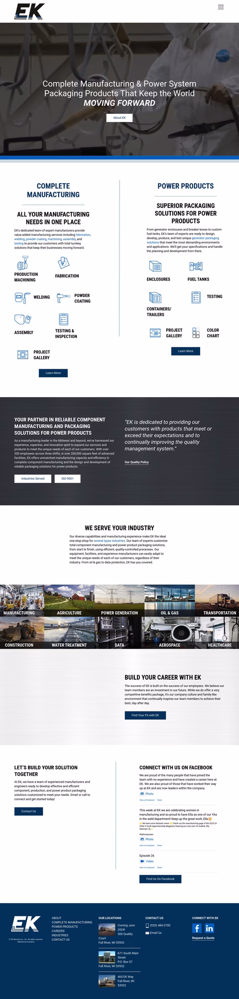 Ek Machine Company Homepage 1440px