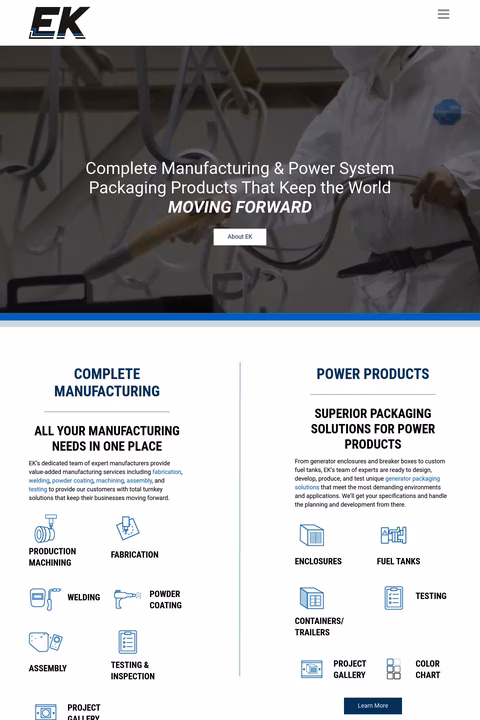 Ek Machine Company Homepage 1440px