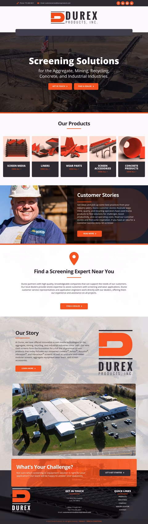 Durex Products Inc Homepage 1440px