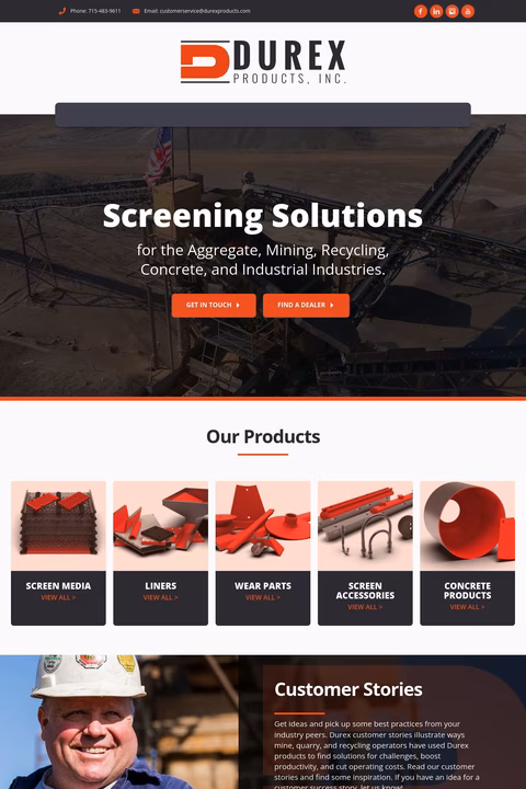 Durex Products Inc Homepage 1440px