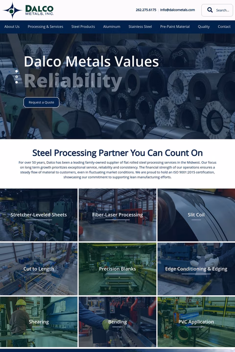 Dalco Metals Inc Homepage 1440px