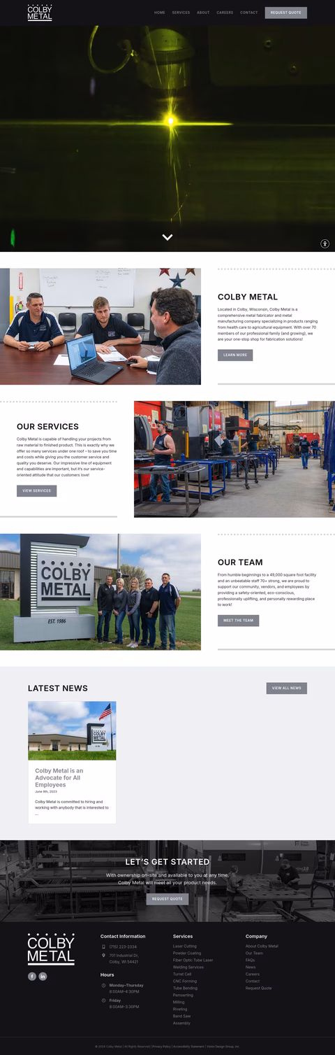 Colby Metal Inc Homepage 1440px