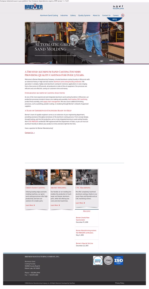 Bremer Manufacturing Company Homepage 1440px