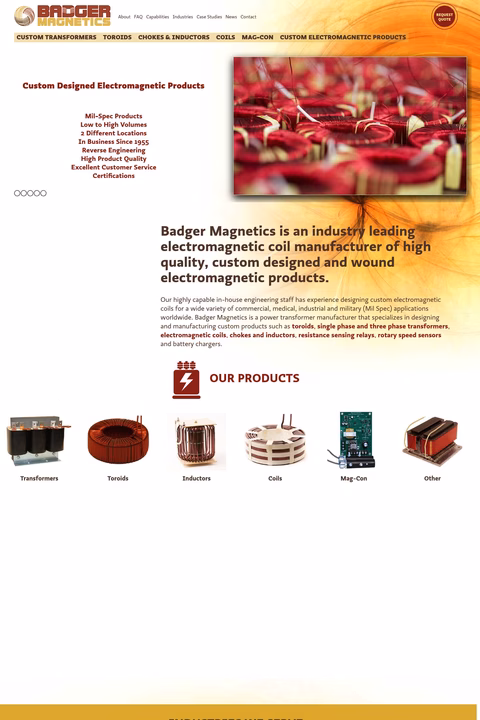 Badger Magnetics Homepage 1440px