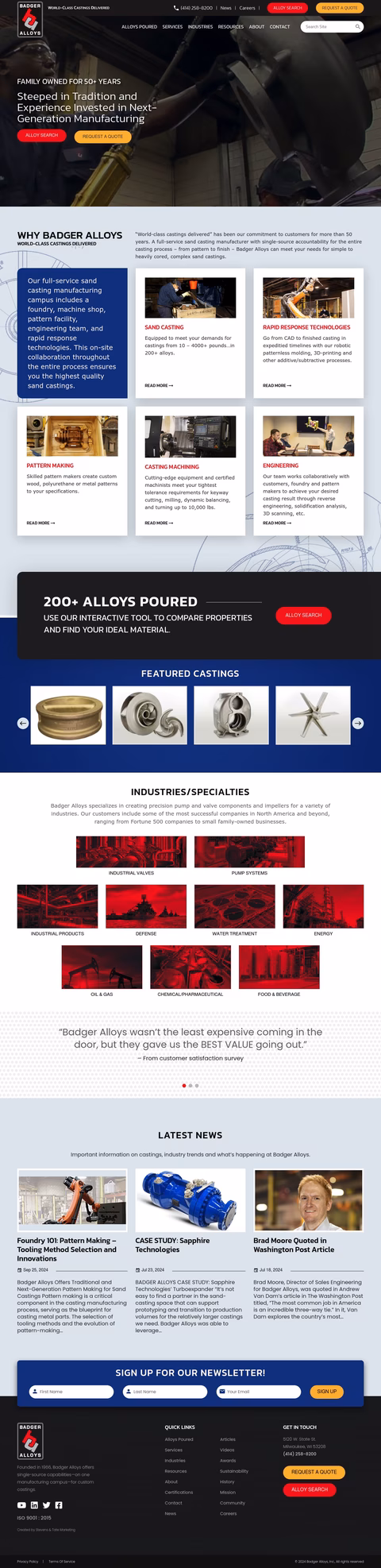 Badger Alloys Homepage 1440px