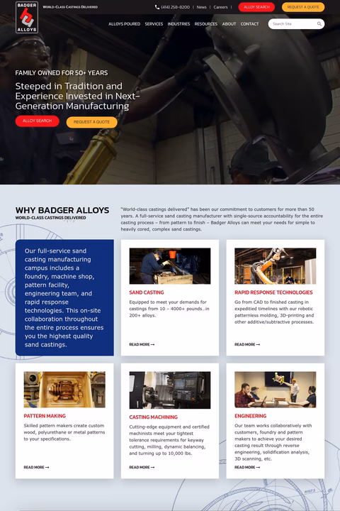 Badger Alloys Homepage 1440px