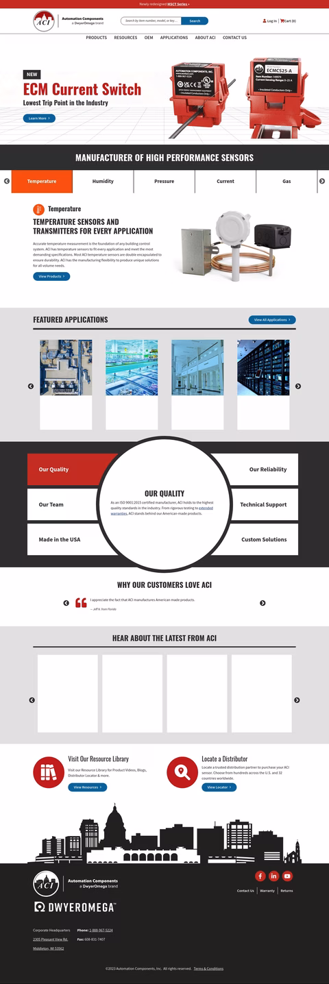 Automation Components Inc Homepage 1440px