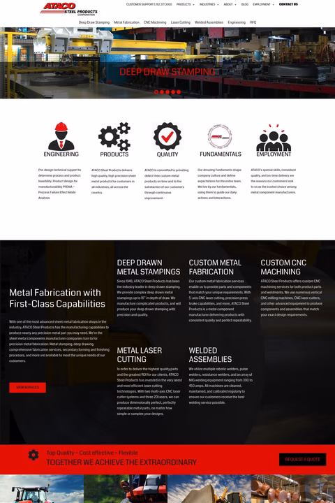 Ataco Steel Products Homepage 1440px