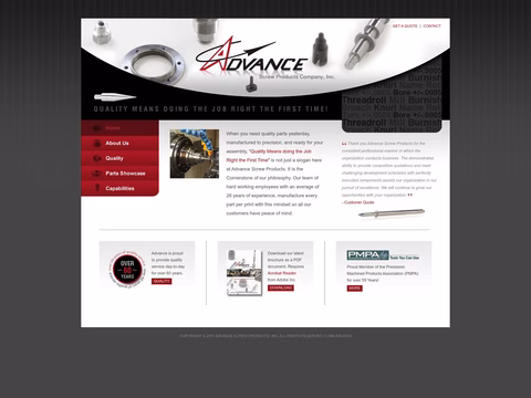 Advance Screw Products Homepage 1440px