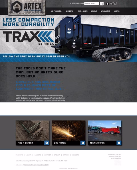 Artex Manufacturing Homepage 1440px