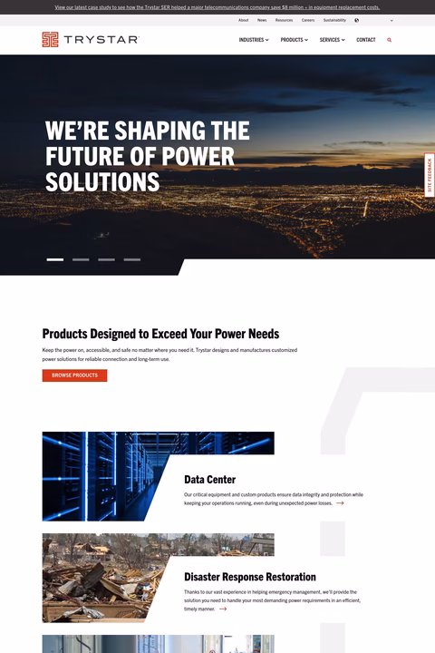 Trystar Homepage 1440px