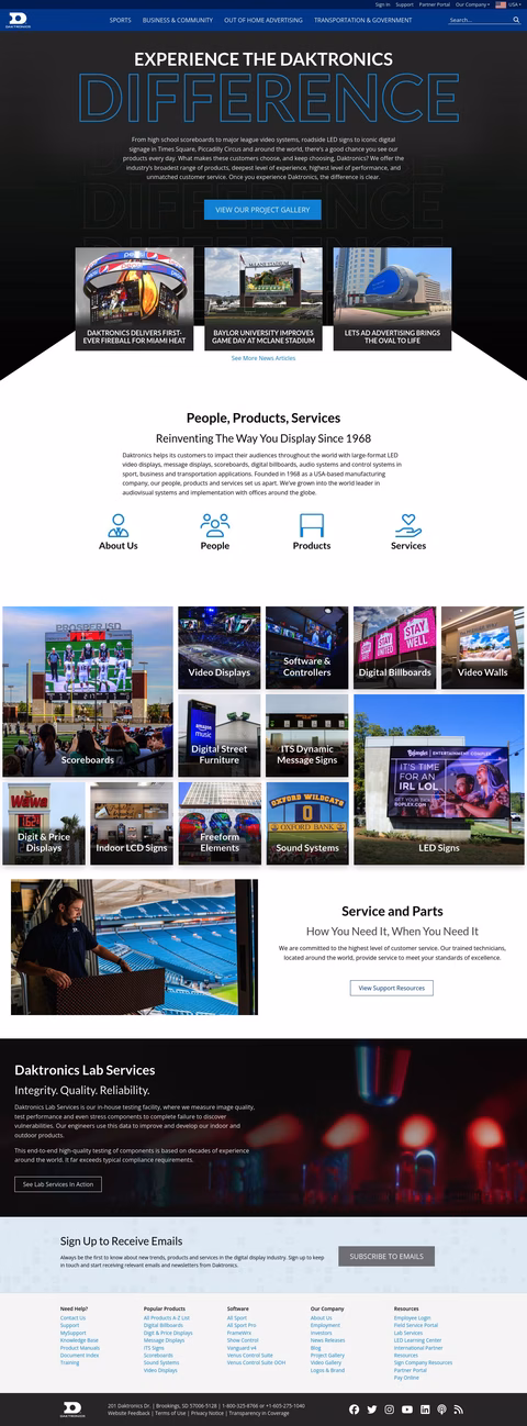 Daktronics Homepage 1440px