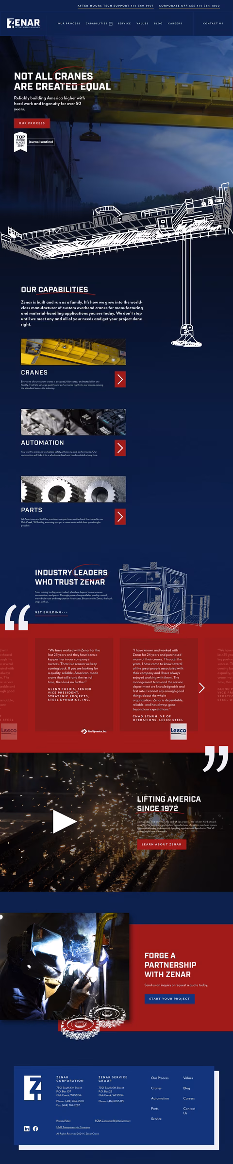 Zenar Corporation Homepage 1440px