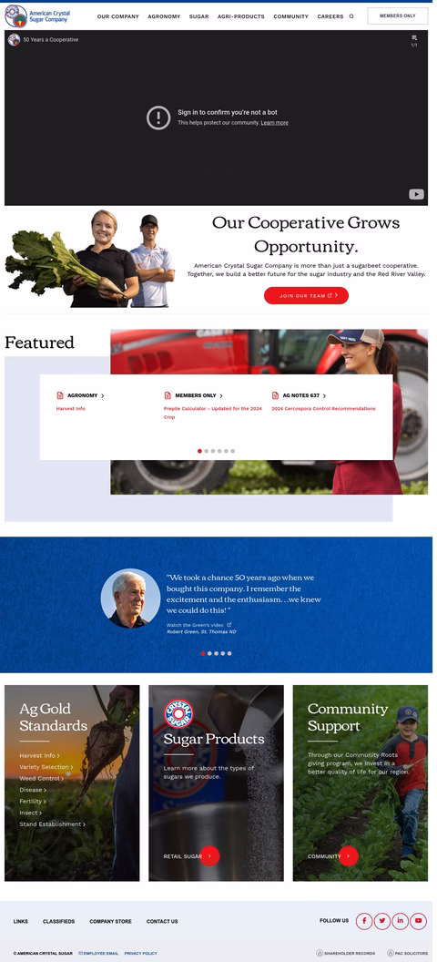 American Crystal Sugar Company Homepage 1440px