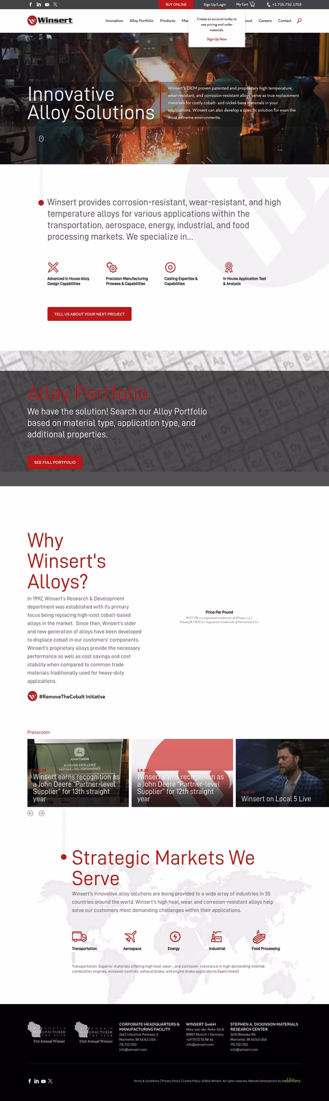 Winsert Inc Homepage 1440px