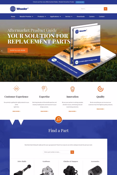 Weasler Engineering Homepage 1440px