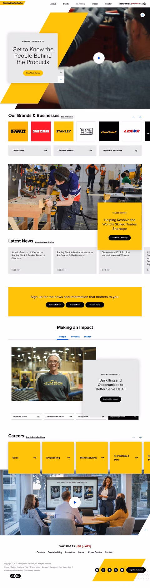 Stanley Black Decker Homepage 1440px