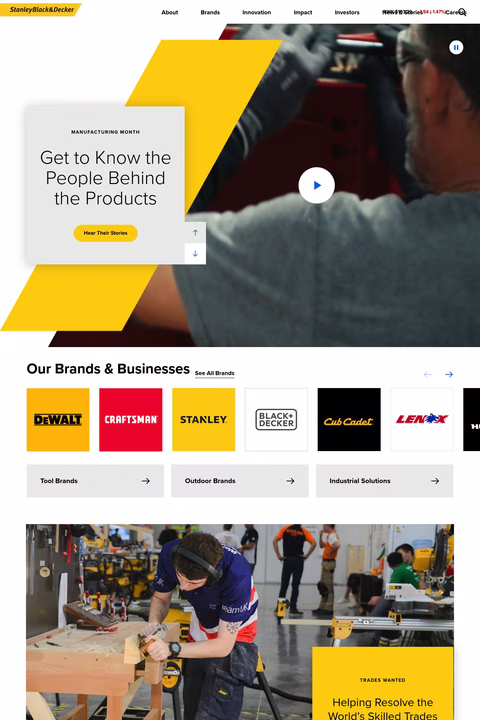 Stanley Black Decker Homepage 1440px